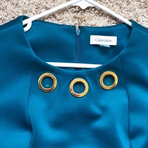 CALVIN KLEIN Green/Blue knee length dress